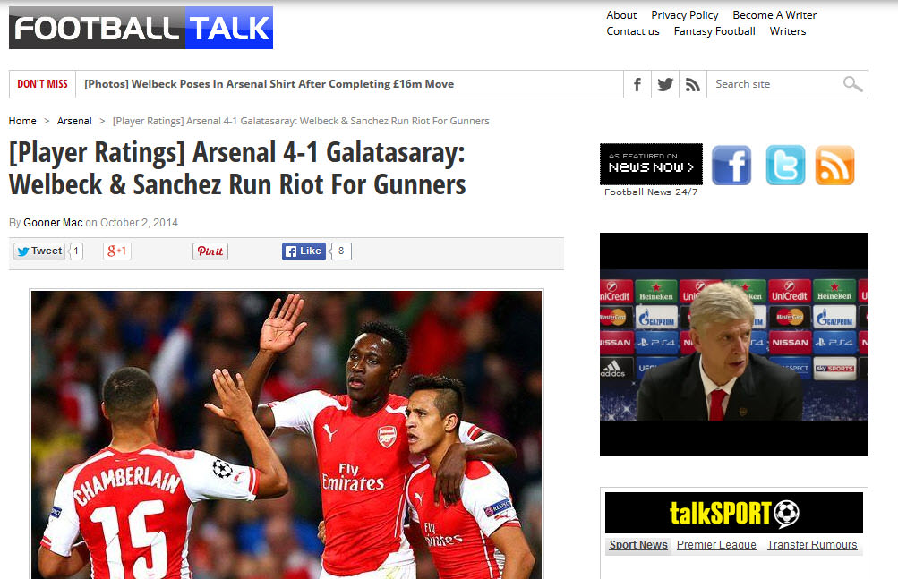 Dış basında Arsenal-G.Saray maçı manşetleri